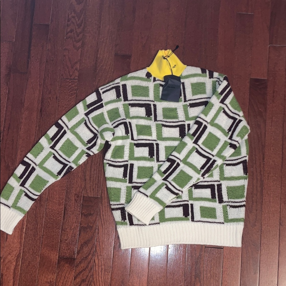 Prada Geometric Green and Black Sweater